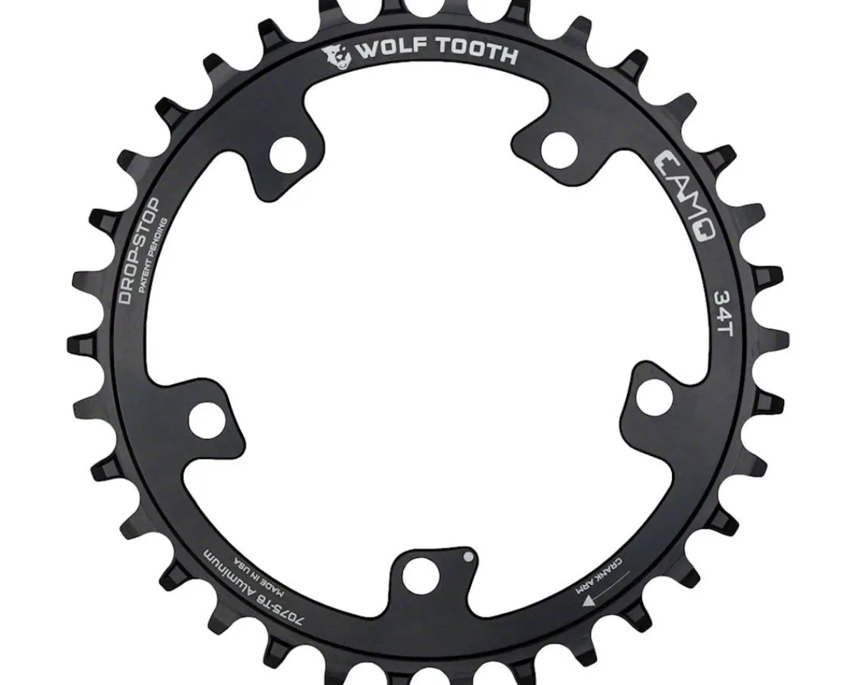 Wolf Tooth Components Chainrings & Accessories|CAMO Aluminum Round Chainring (Black) (Drop-Stop A) (Single) (34T)