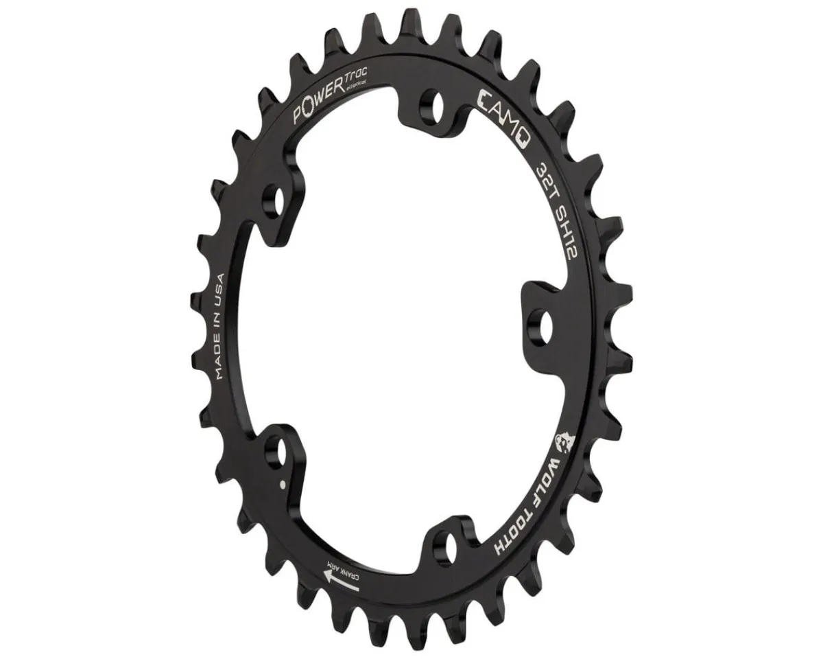 Wolf Tooth Components Chainrings & Accessories|CAMO Aluminum Elliptical Chainring (Black) (Drop-Stop ST) (Single) (32T)