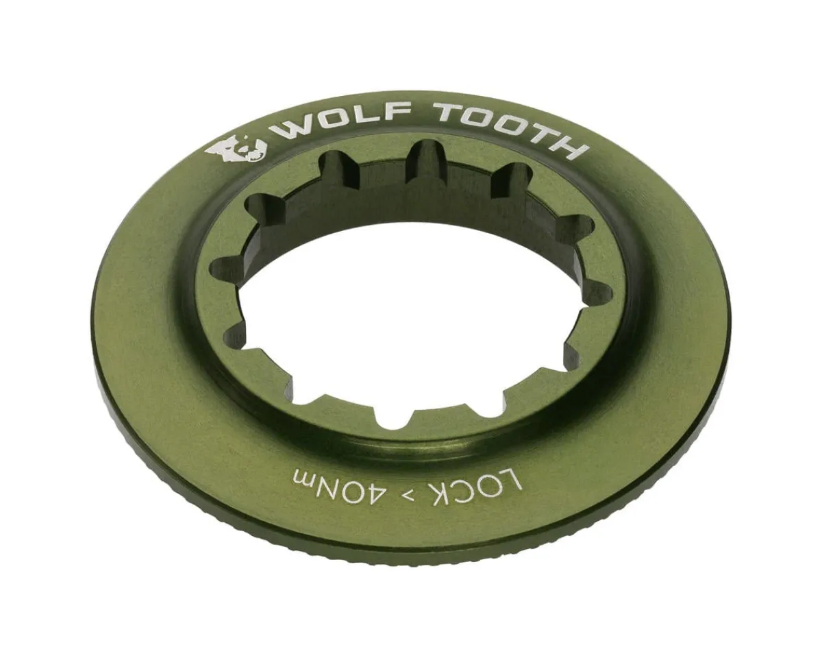 Wolf Tooth Components Brakes|Centerlock Rotor Lockring (Olive) (Internal Spline)