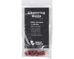 Wolf Tooth Components Chainrings & Accessories|Dual Hex Fitting Chainring Bolts (Red) (6mm) (4 Pack) (For 1x Use)