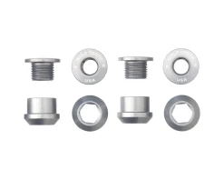 Wolf Tooth Components Chainrings & Accessories|Dual Hex Fitting Chainring Bolts (Raw Silver) (6mm) (4 Pack) (For 1x Use)