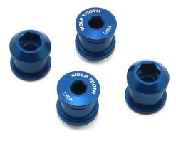 Wolf Tooth Components Chainrings & Accessories|Dual Hex Fitting Chainring Bolts (Blue) (6mm) (4 Pack) (For 1x Use)