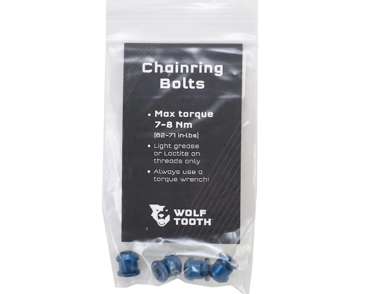 Wolf Tooth Components Chainrings & Accessories|Dual Hex Fitting Chainring Bolts (Blue) (6mm) (4 Pack) (For 1x Use)