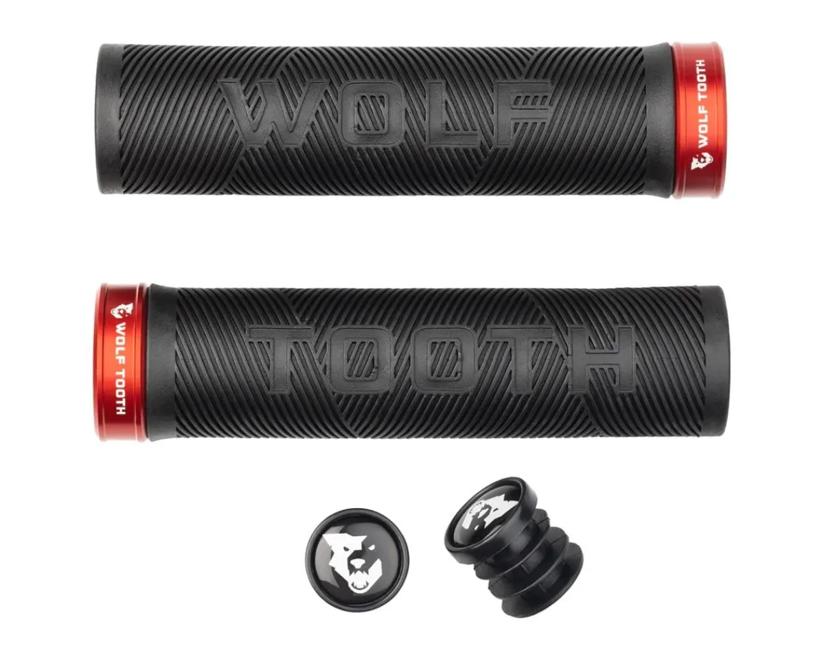 Wolf Tooth Components Grips & Handlebar Tape|Echo Lock-On Grips (Black/Red)
