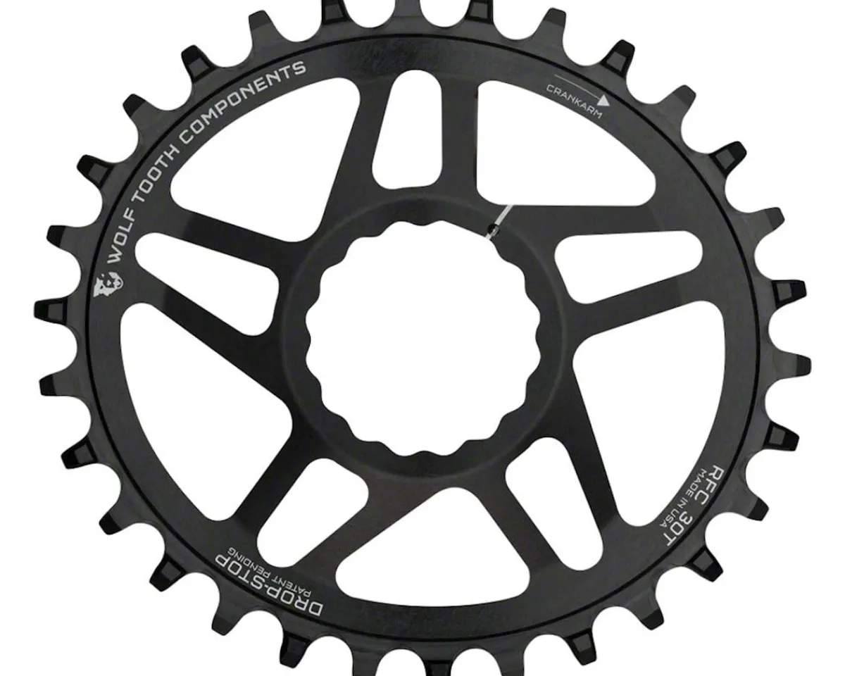 Wolf Tooth Components Chainrings & Accessories|Elliptical Direct Mount Chainring (Black) (Drop-Stop A) (Single) (6mm Offset) (32T) (Race Face Cinch)