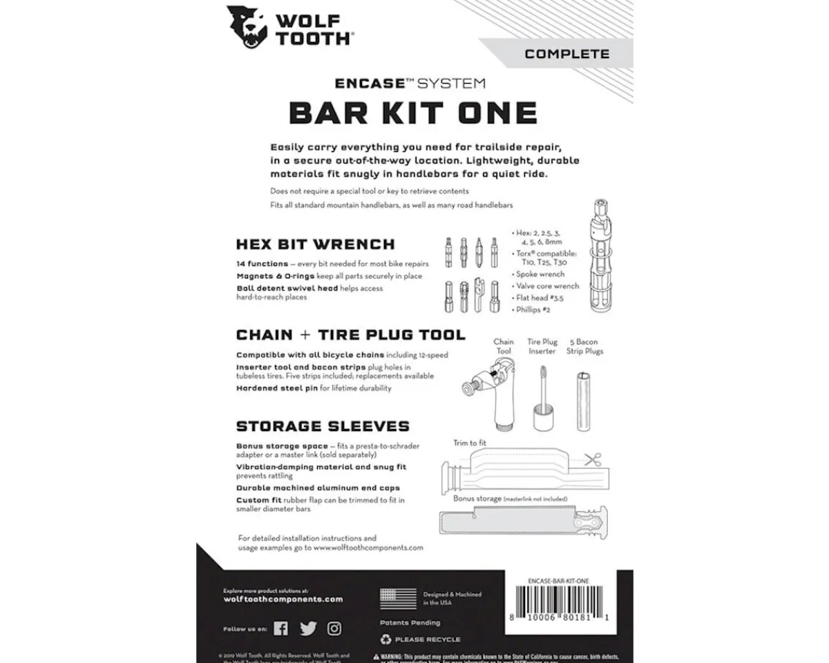Wolf Tooth Components Handlebars|Tools|EncaseSystem Bar Kit One (Black)