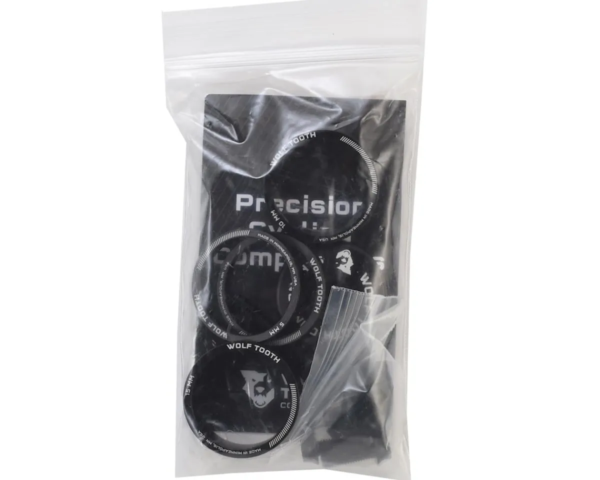 Wolf Tooth Components Headsets & Spacers|Headset Spacer BlingKit (Black) (3, 5, 10, 15mm) (w/ Bottle Cage Bolts)