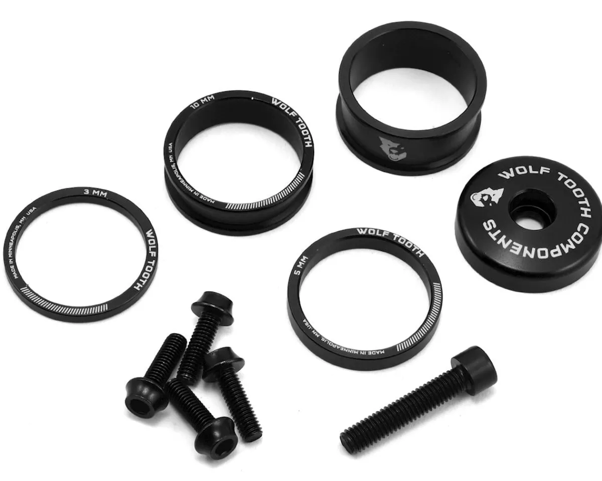 Wolf Tooth Components Headsets & Spacers|Headset Spacer BlingKit (Black) (3, 5, 10, 15mm) (w/ Bottle Cage Bolts)