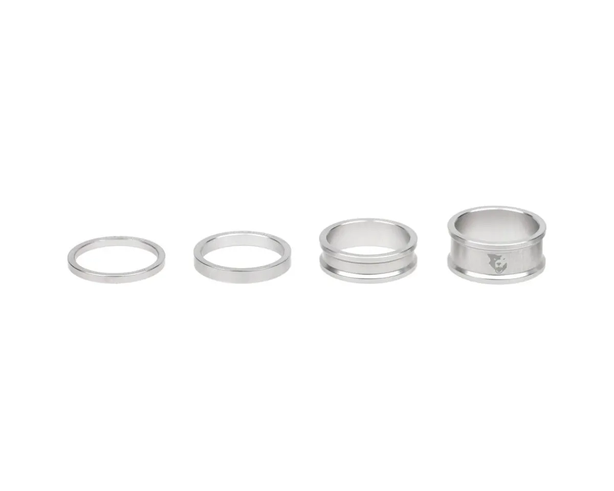 Wolf Tooth Components Headsets & Spacers|1-1/8" Headset Spacer Kit (Raw Silver) (3, 5, 10, 15mm)