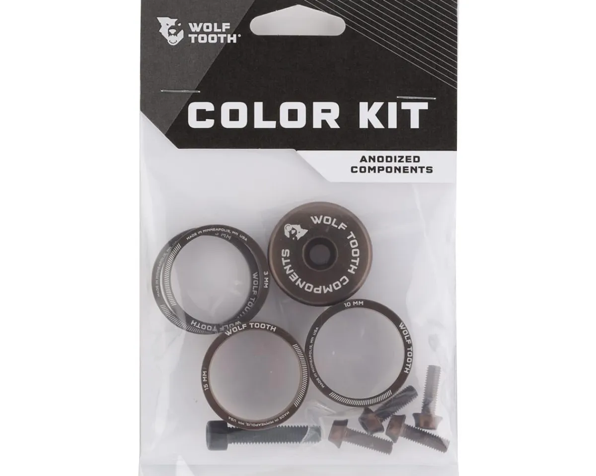 Wolf Tooth Components Headsets & Spacers|Headset Spacer BlingKit (Espresso) (3, 5, 10, 15mm) (w/ Bottle Cage Bolts)