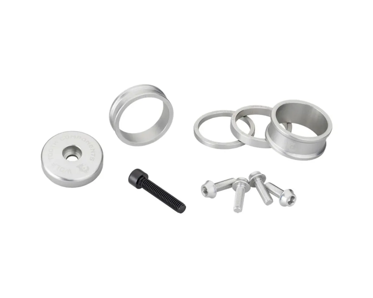 Wolf Tooth Components Headsets & Spacers|Headset Spacer BlingKit (Raw Silver) (3, 5,10, 15mm) (w/ Bottle Cage Bolts)
