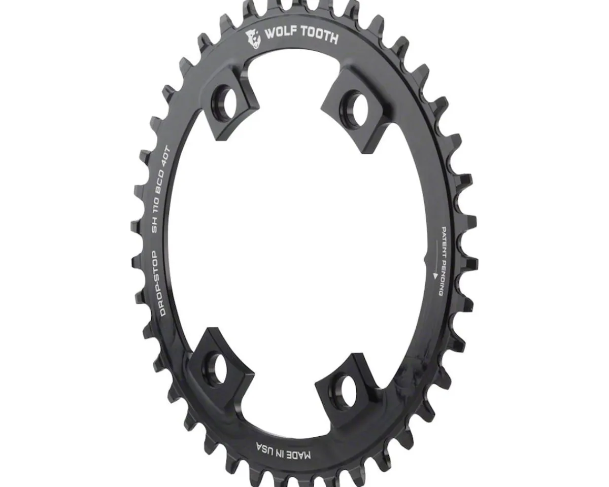 Wolf Tooth Components Chainrings & Accessories|Shimano 4-Bolt Chainring (Black) (Drop-Stop B) (Single) (38T) (110mm Asym. BCD)