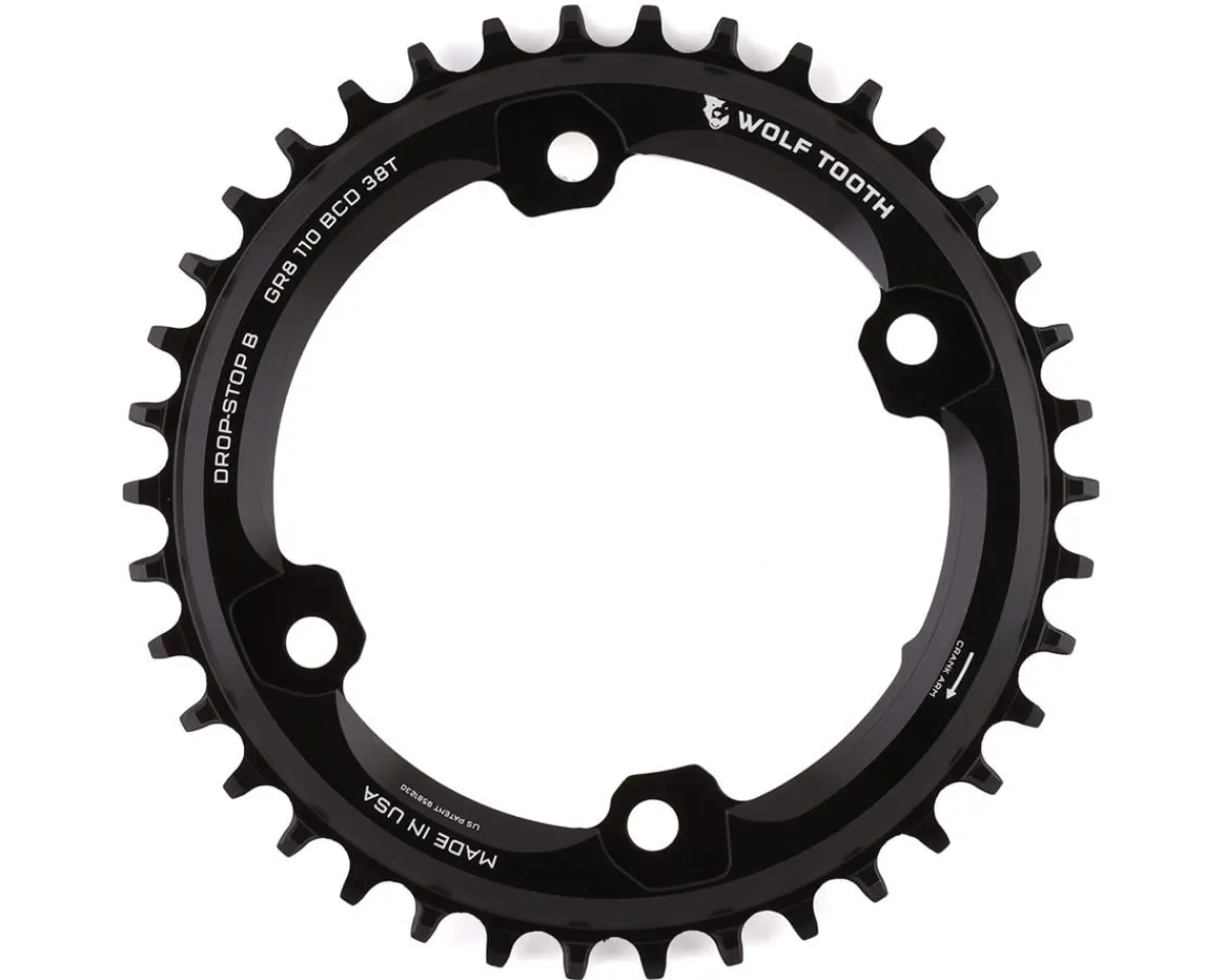 Wolf Tooth Components Chainrings & Accessories|Replacement Parts|Shimano GRX Chainring (Black) (Drop-Stop B) (Single) (38T) (110mm Asym. BCD)