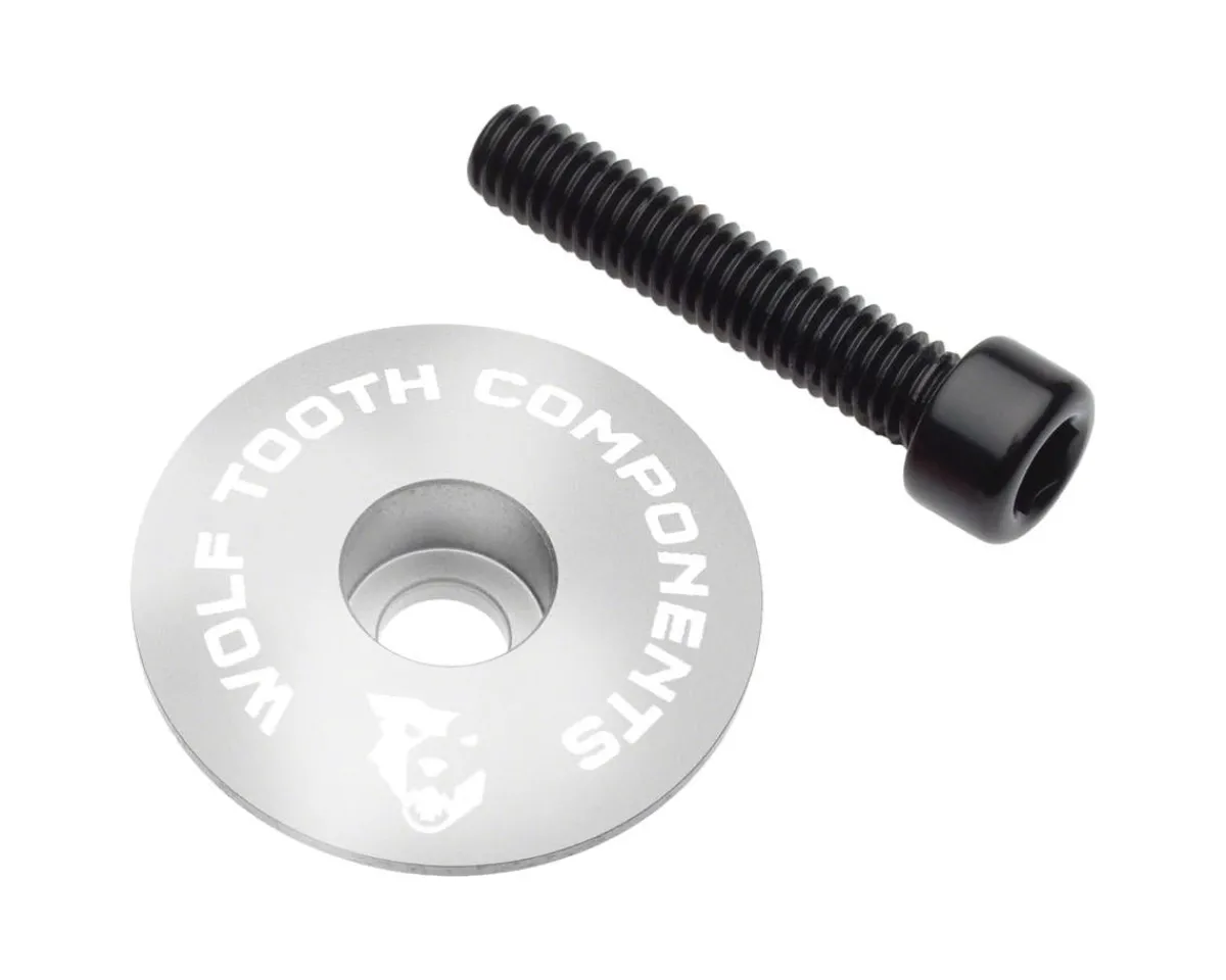 Wolf Tooth Components Headsets & Spacers|Ultralight Stem Cap & Bolt (Raw Silver)