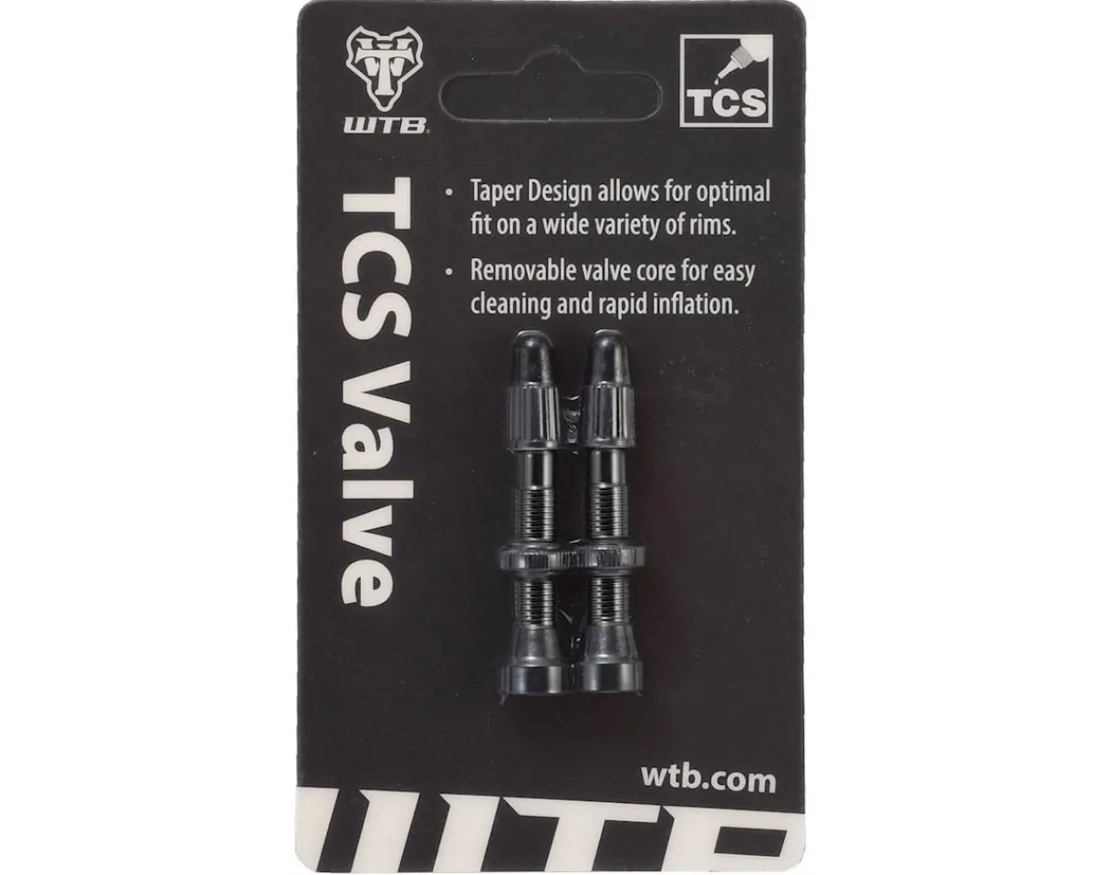 WTB Tubeless Tire Tools|Tubeless Accessories|Aluminum TCS Tubeless Valves (Black) (Pair) (34mm)