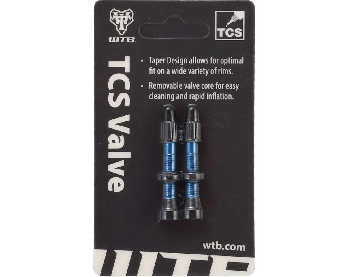 WTB Tubeless Tire Tools|Tubeless Accessories|Aluminum TCS Tubeless Valves (Blue) (Pair) (34mm)