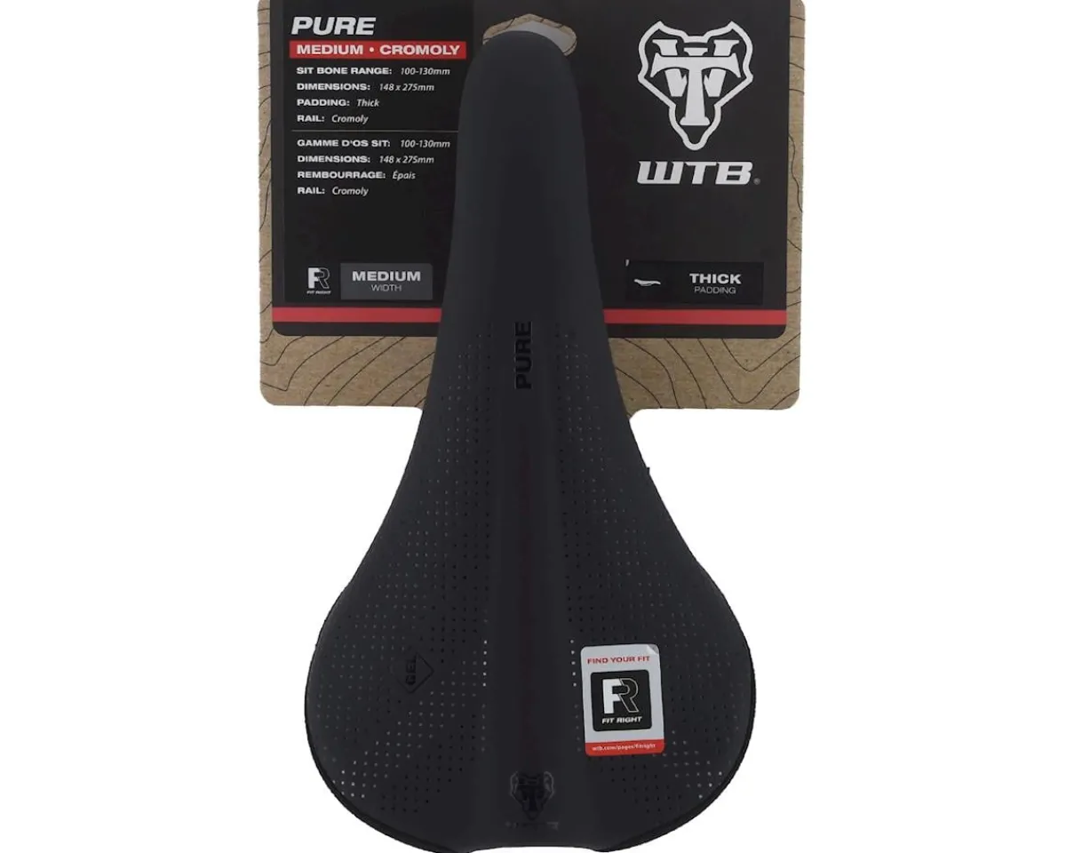 WTB Saddles & Seats|Pure Saddle (Black) (Chromoly Rails) (Medium) (148mm)