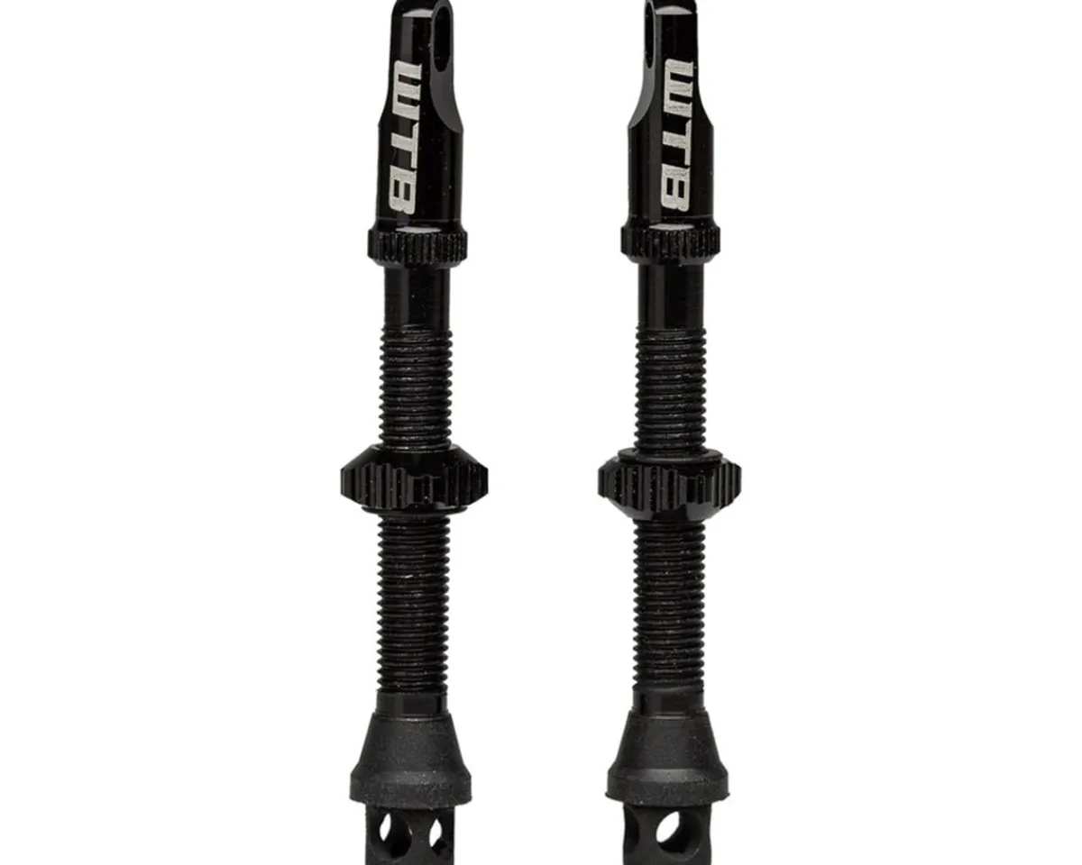 WTB Tubeless Tire Tools|Tubeless Accessories|TCS Max-Flow Tubeless Presta Valves (Black) (Pair) (44mm)